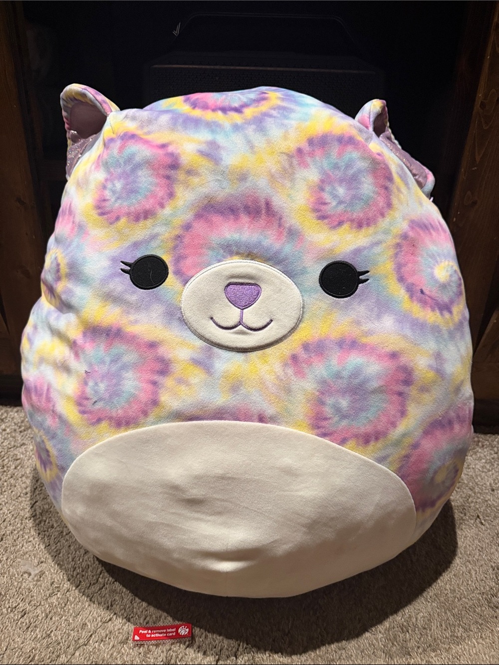 Squishmallows Pastel Tie-Dye Bear Plush in Pink, Purple, Yellow, Blue